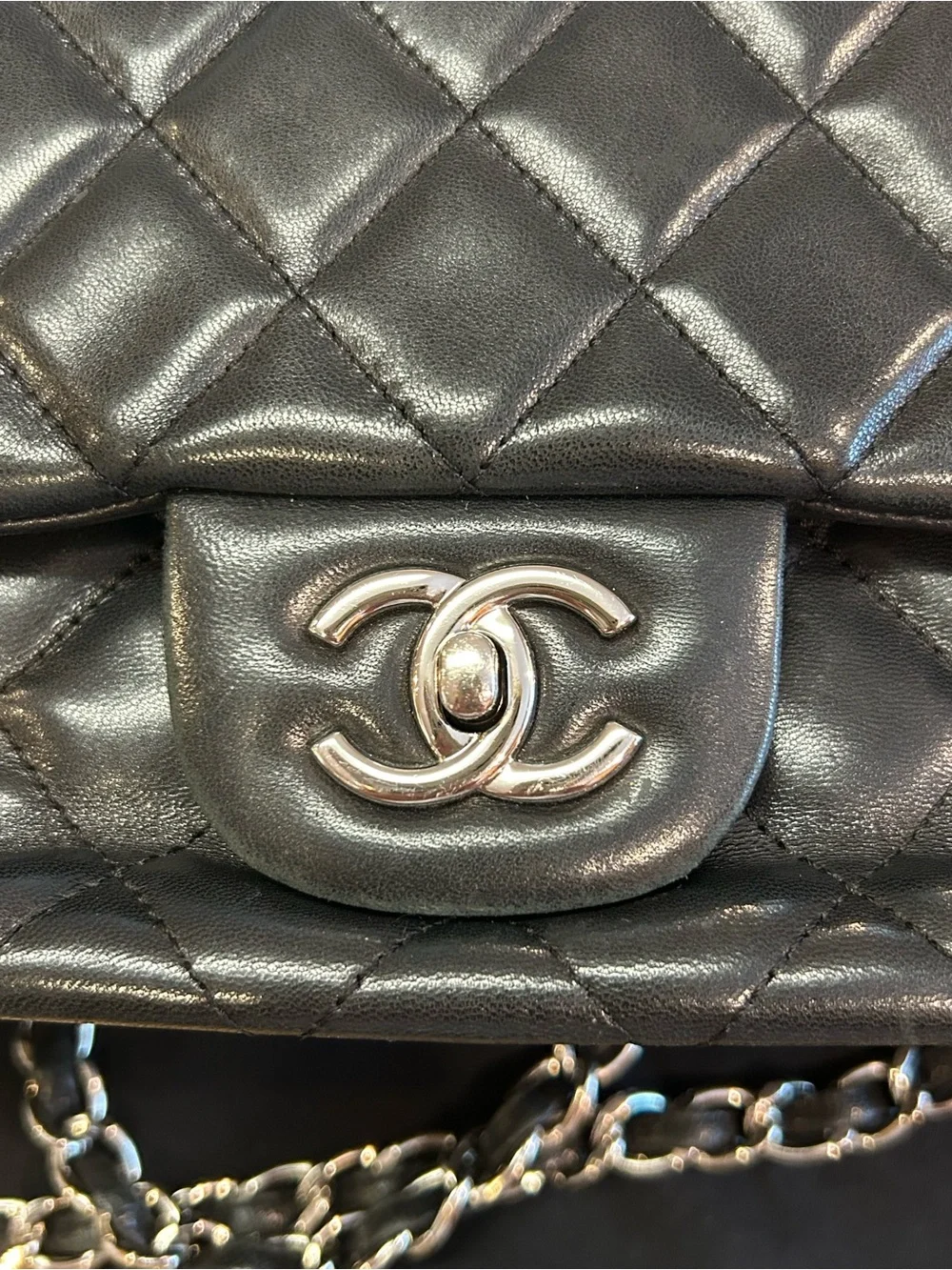 CHANEL Iconic Classic Double Flap Quilted Lambskin Bag